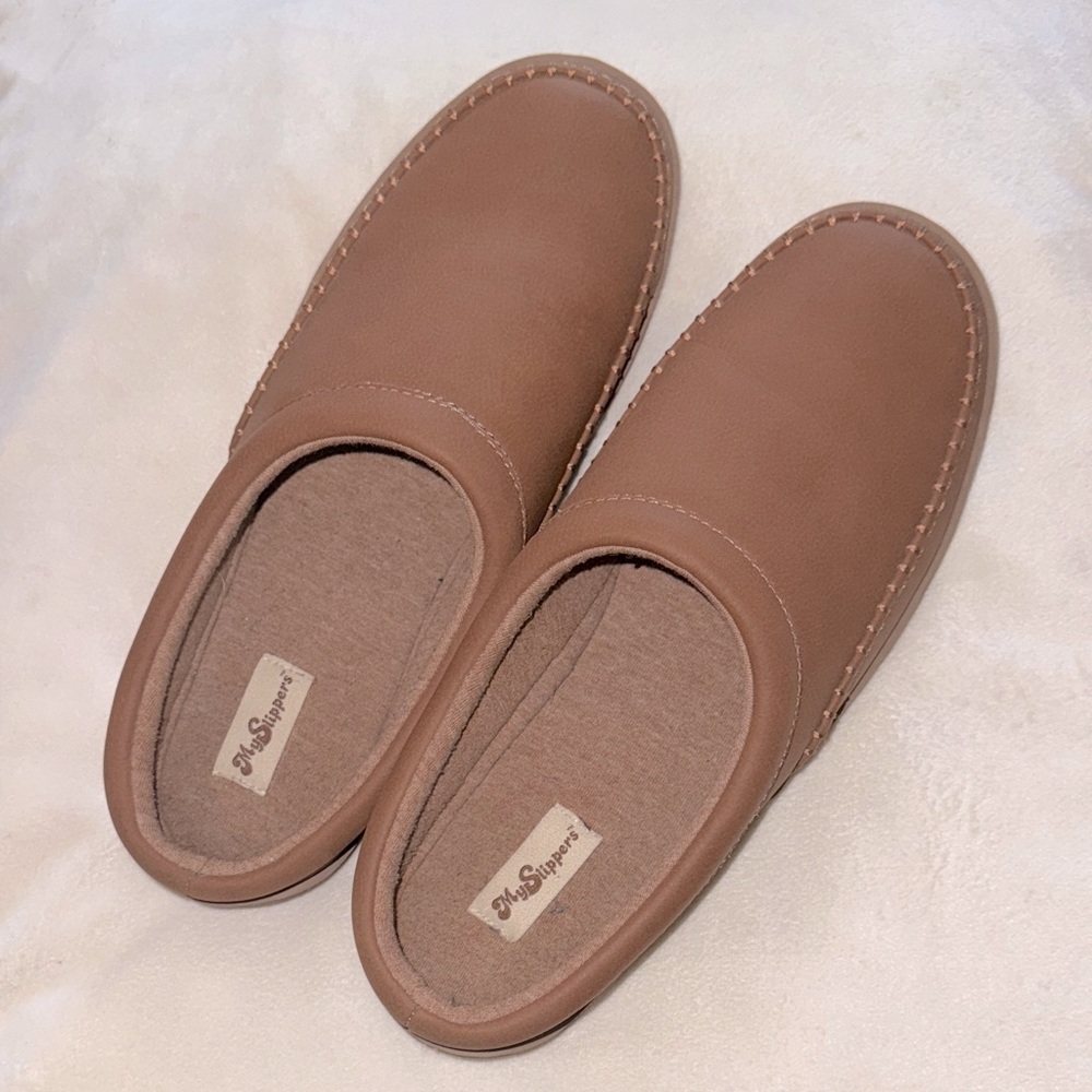 My Slippers from My Pillow Men's Size 12 Brown Leather Slippers Hardly Worn